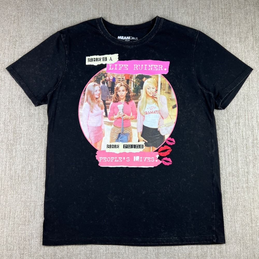 Mean Girls Graphic T-Shirt Womens Medium Black Life Ruiner Y2K Movie Promo Tee